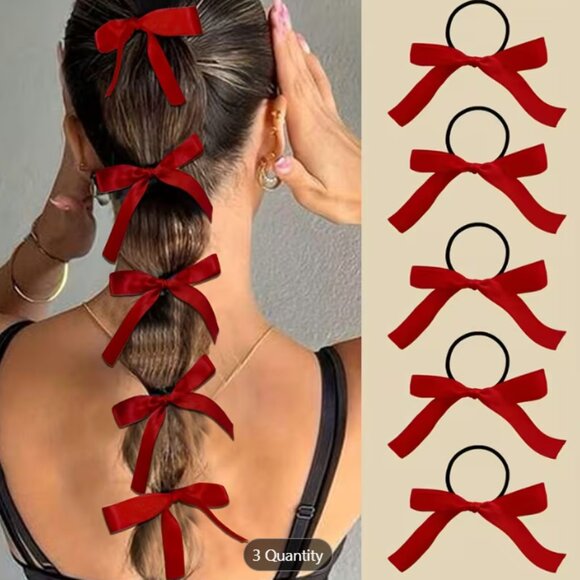Accessories - Pack of 8 RED ribbons with hair bands to create bubble braids - RED - NEW